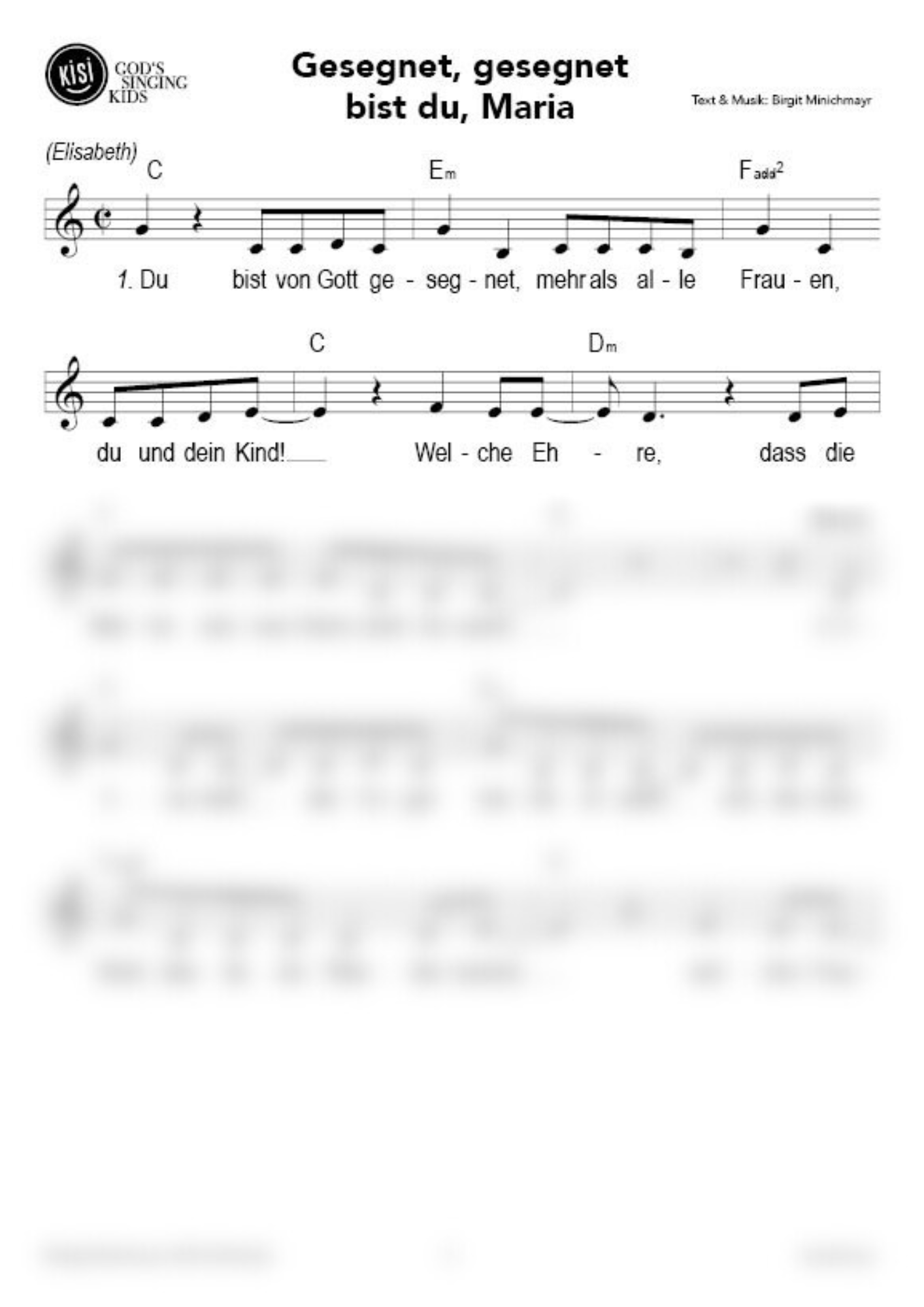 Gesegnet, gesegnet bist du, Maria (pdf)