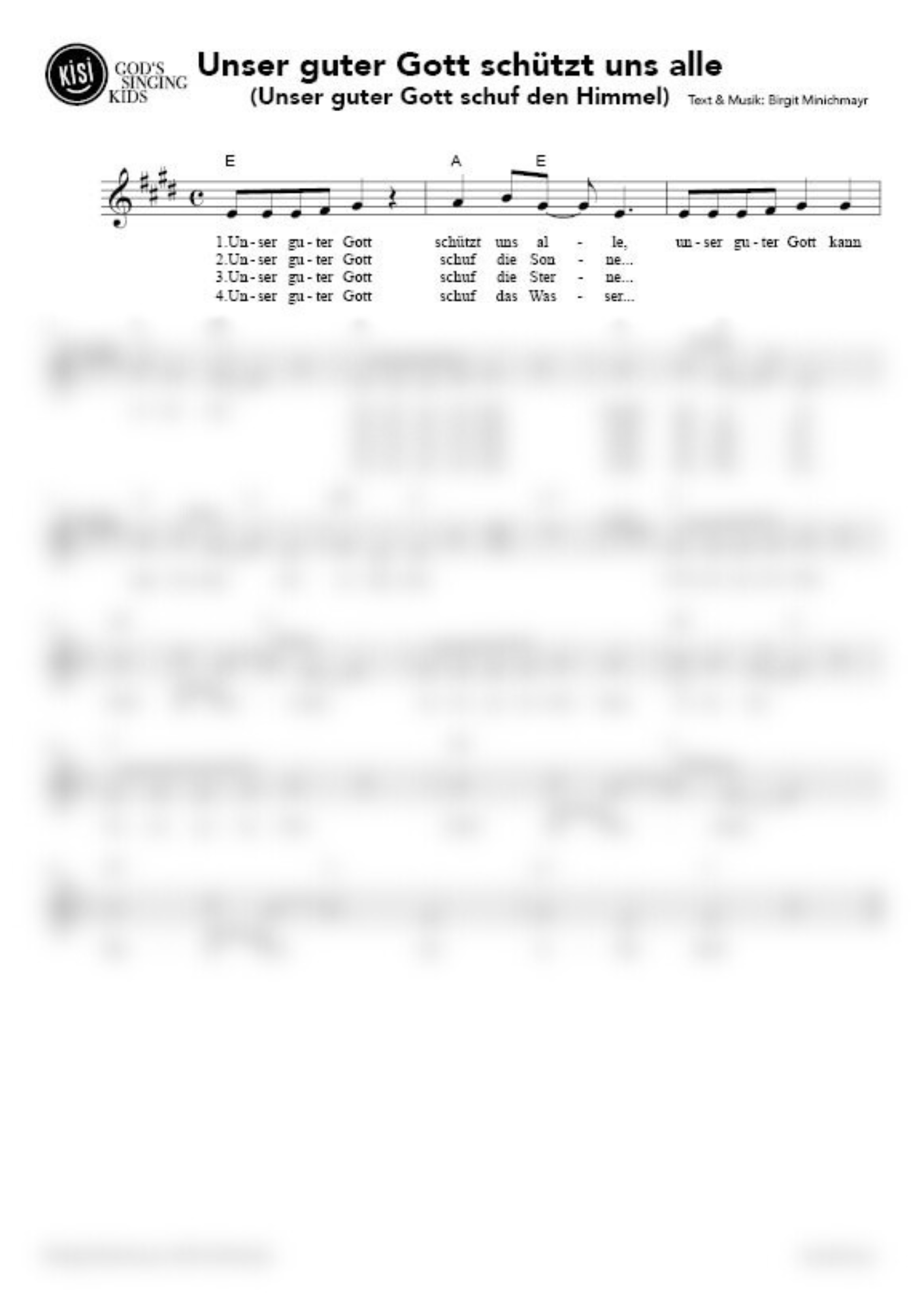 Unser guter Gott schützt uns alle (Unser guter Gott schuf den Himmel) (pdf)