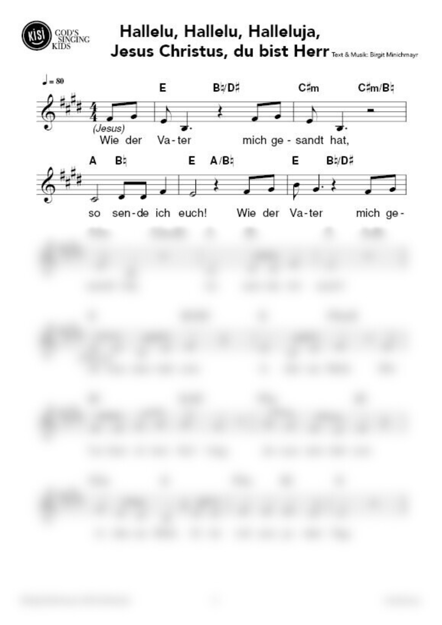 Hallelu, Hallelu, Halleluja, Jesus Christus, du bist Herr (pdf)