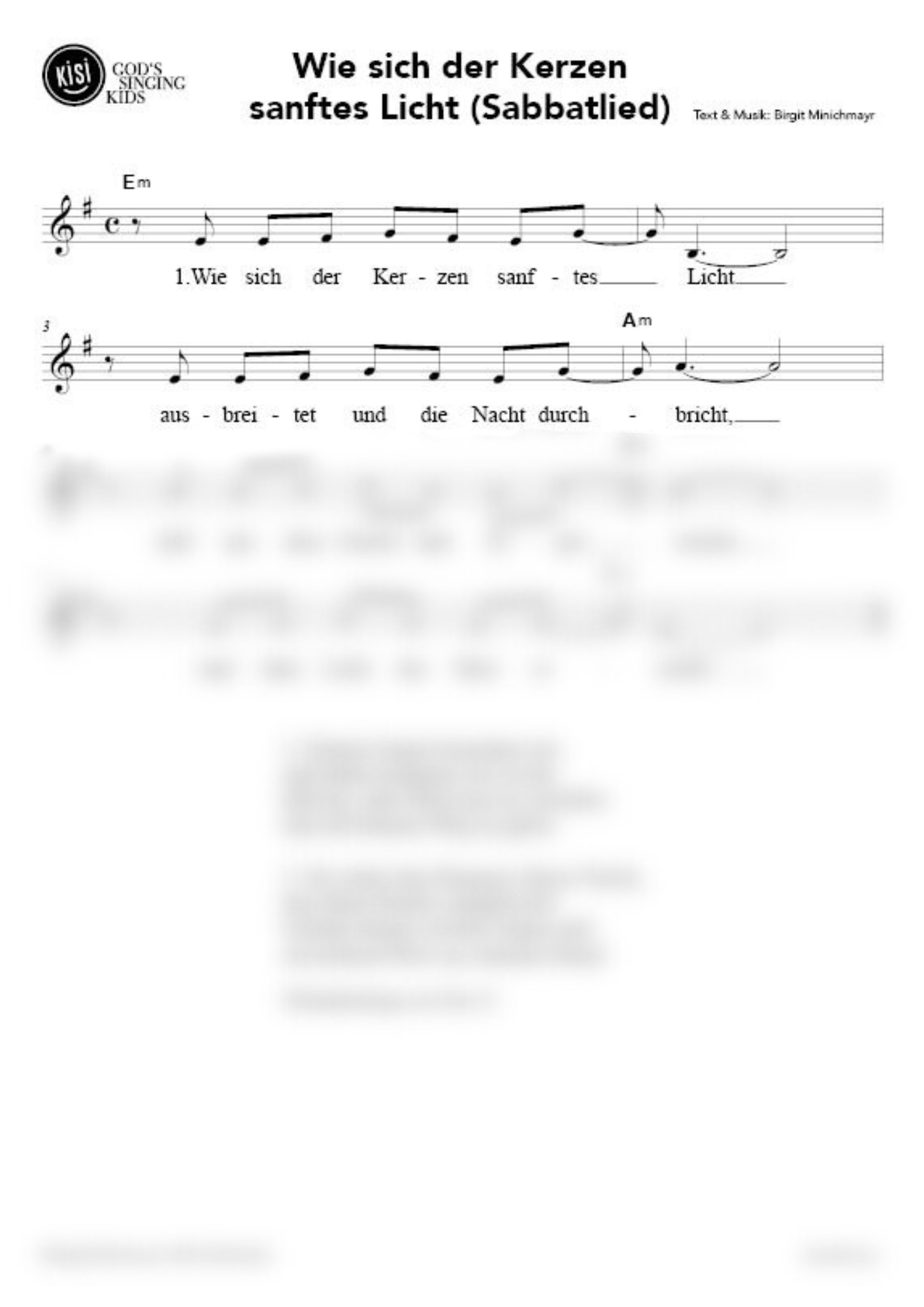 Wie sich der Kerzen sanftes Licht (Sabbatlied) (pdf)